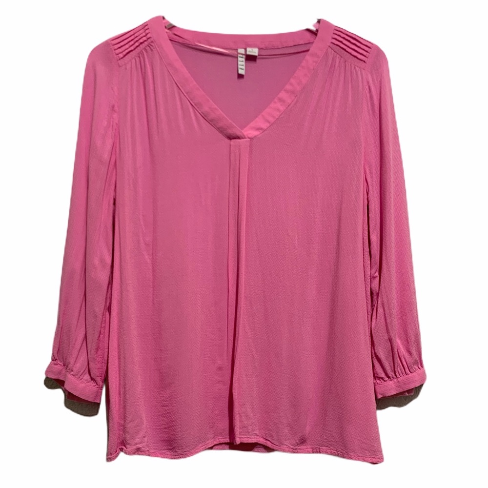 Elle 3/4 Sleeve V-Neck Pink Blouse